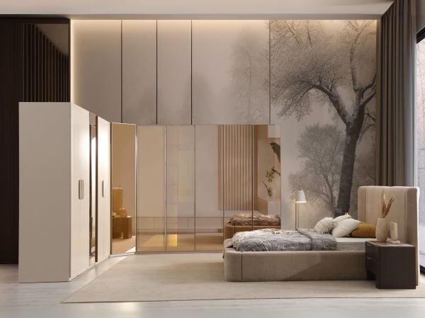 Madrid Köşe Dolaplı Yatak Odası (Reflekte kapak )