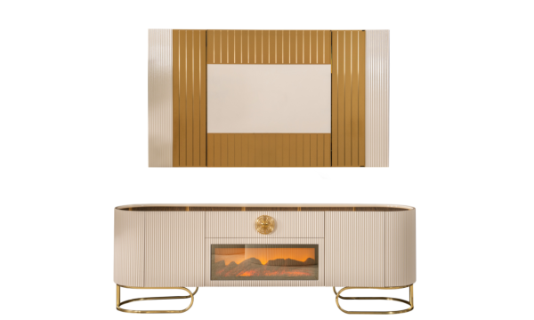 Luccix Şömineli TV Ünitesi(Gold)