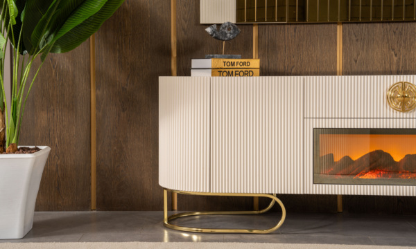 Luccix Şömineli TV Ünitesi(Gold)