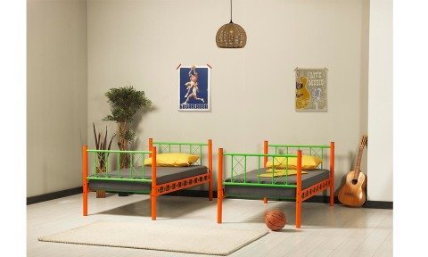 Gold Metal Ferforje Tek Kişilik Ranza 90*190 cm