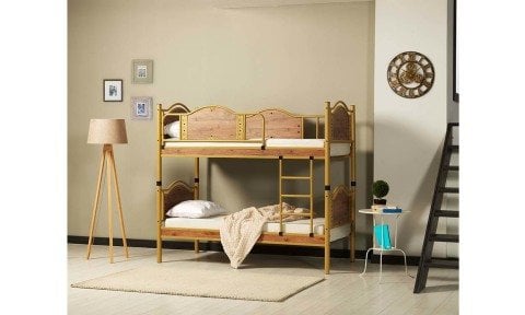 Alara Metal Ahşap Tek Kişilik Ranza  90*190 cm