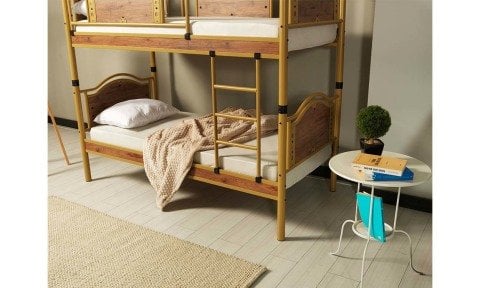 Alara Metal Ahşap Tek Kişilik Ranza  90*190 cm