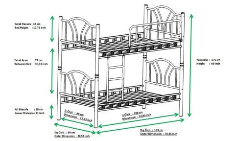Royal 90*190 cm Tek Kişilik Metal Ferforje Ranza