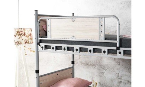 Efes Metal Ahşap Tek Kişilik Ranza 90*190 cm (Krem)