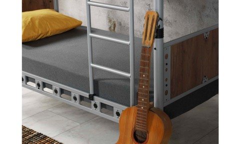 Efes Metal Ahşap Tek Kişilik Ranza 90*190 cm (Krem)