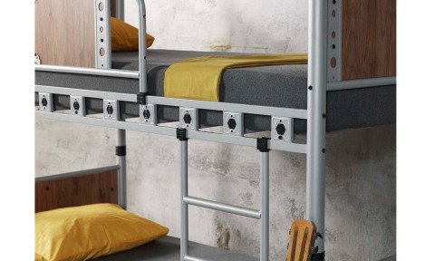 Efes Metal Ahşap Tek Kişilik Ranza 90*190 cm (Krem)