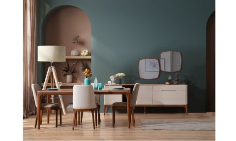 İnci Ceviz-Krem Yemek Odası Takımı