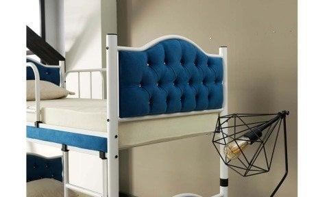 Melisa Metal Ahşap Ranza 90*200 cm (Mavi)