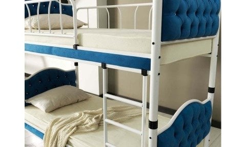 Melisa Metal Ahşap Ranza 90*200 cm (Mavi)