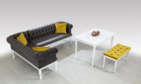 Chester XL Ekbank+ Masa+Puf+Yastık