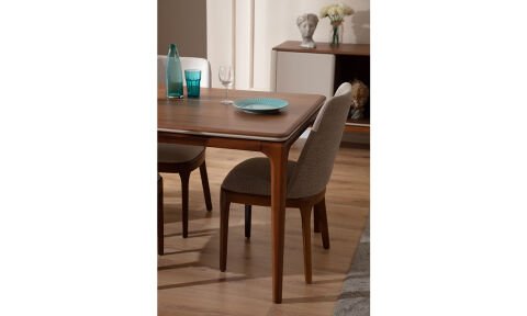 İnci Ceviz-Krem Yemek Masası ve 6 Sandalye