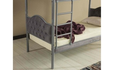 Melisa Metal Ahşap Tek Kişilik Ranza 90*190 cm (Gri)