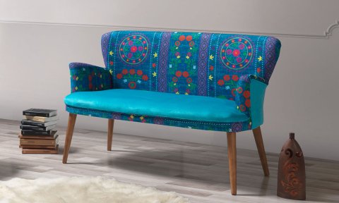 Etnik Desen Turkuaz 2+1+1+Sehpalı Çay Seti (Balkon, Salon, Ofis, Cafe)