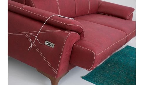 Oscar Modern Koltuk Takımı (3+3+1+1 Bordo-Krem)