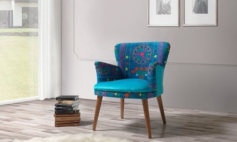 Etnik Desen Turkuaz 2+1+1 Çay Seti (Balkon, Salon, Ofis, Cafe)