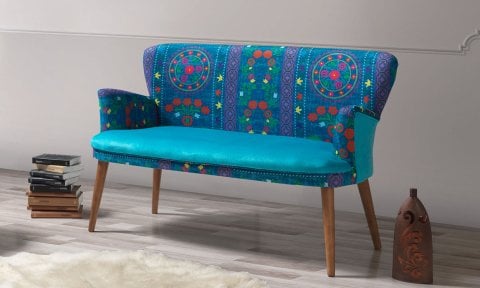 Etnik Desen Turkuaz 2+1+1 Çay Seti (Balkon, Salon, Ofis, Cafe)