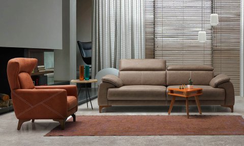 Oscar Modern Koltuk Takımı (3+3+1+1 Kahve)