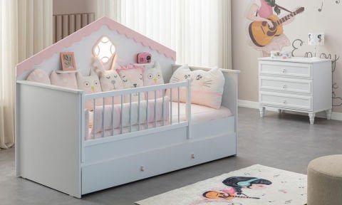 Royal Çocuk Odası Pembe Montessori Yavrulu Karyola