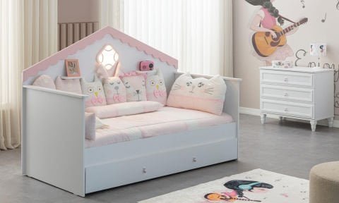 Royal Çocuk Odası Pembe Montessori Yavrulu Karyola