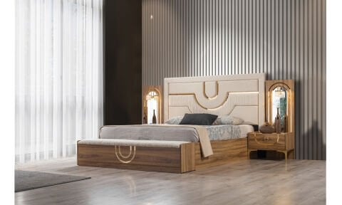 Safir Ceviz Bazalı Yatak Odası Takımı