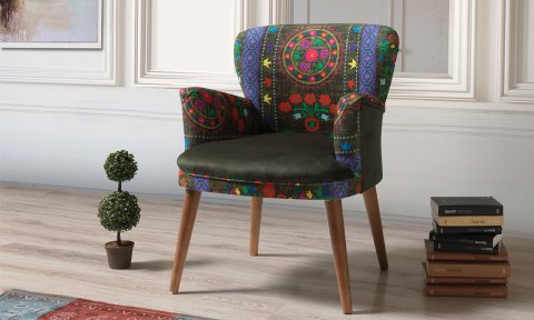 Etnik Desen Yeşil 2+1+1 Çay Seti (Balkon, Salon, Ofis, Cafe)