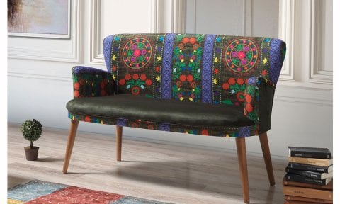 Etnik Desen Yeşil 2+1+1 Çay Seti (Balkon, Salon, Ofis, Cafe)