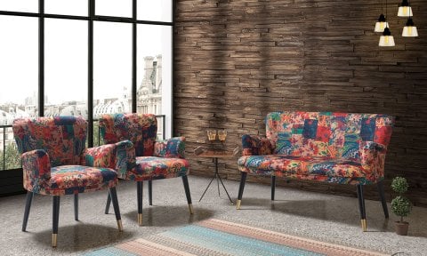 Patchwork 2+1+1 Çay Seti (Balkon, Salon, Ofis, Cafe)  2+1+1