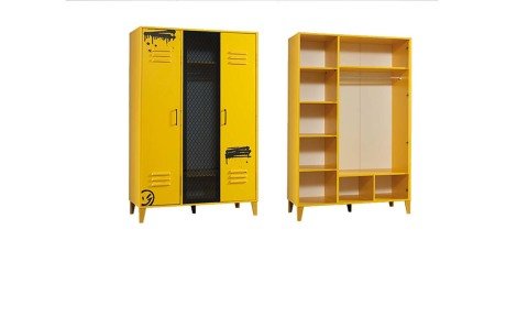 Maxi Genç Odası Takımı (120*200 cm Yavru Karyola* Dolap * Komodin)(Sarı)