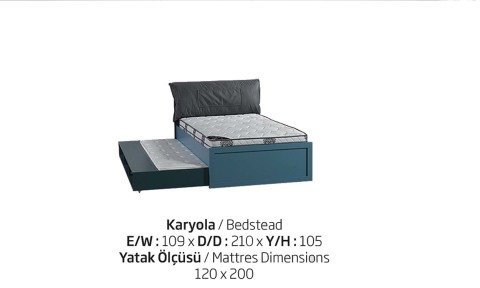 Maxi Genç Odası 120*200 cm Başlıklı Yavrulu Karyola (Siyah)