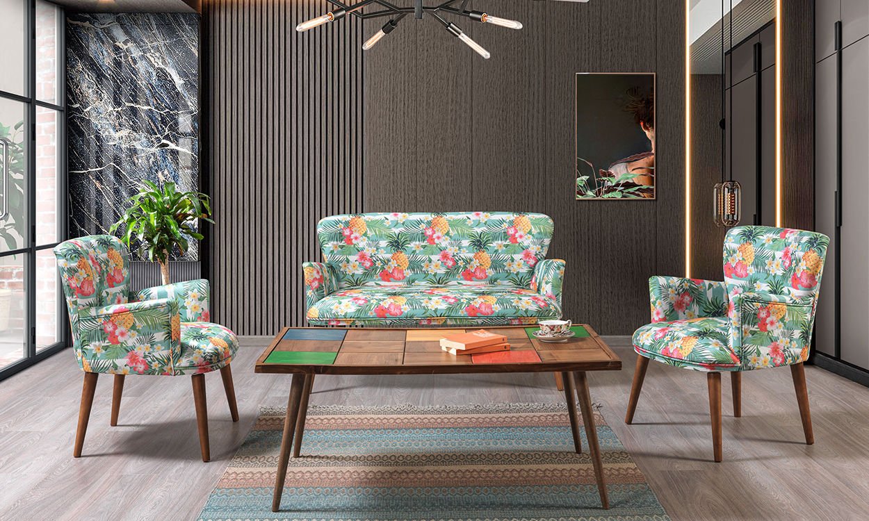 Bahar 2+1+1+Sehpalı Çay Seti (Balkon, Salon, Ofis, Cafe)