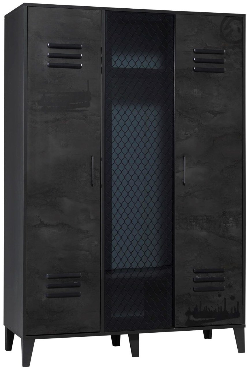 Maxi Genç Odası 3 Kapaklı Dolap (Siyah)