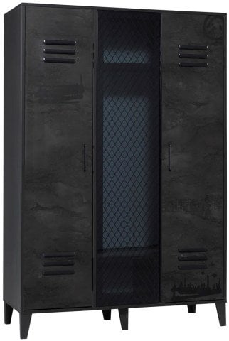 Maxi Genç Odası 3 Kapaklı Dolap (Siyah)