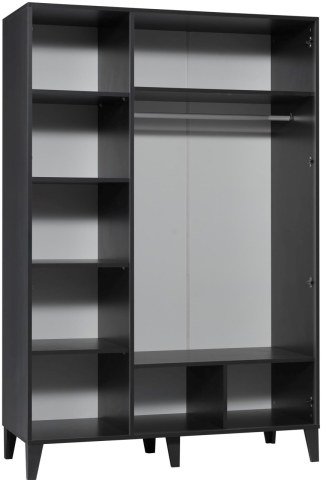 Maxi Genç Odası 3 Kapaklı Dolap (Siyah)