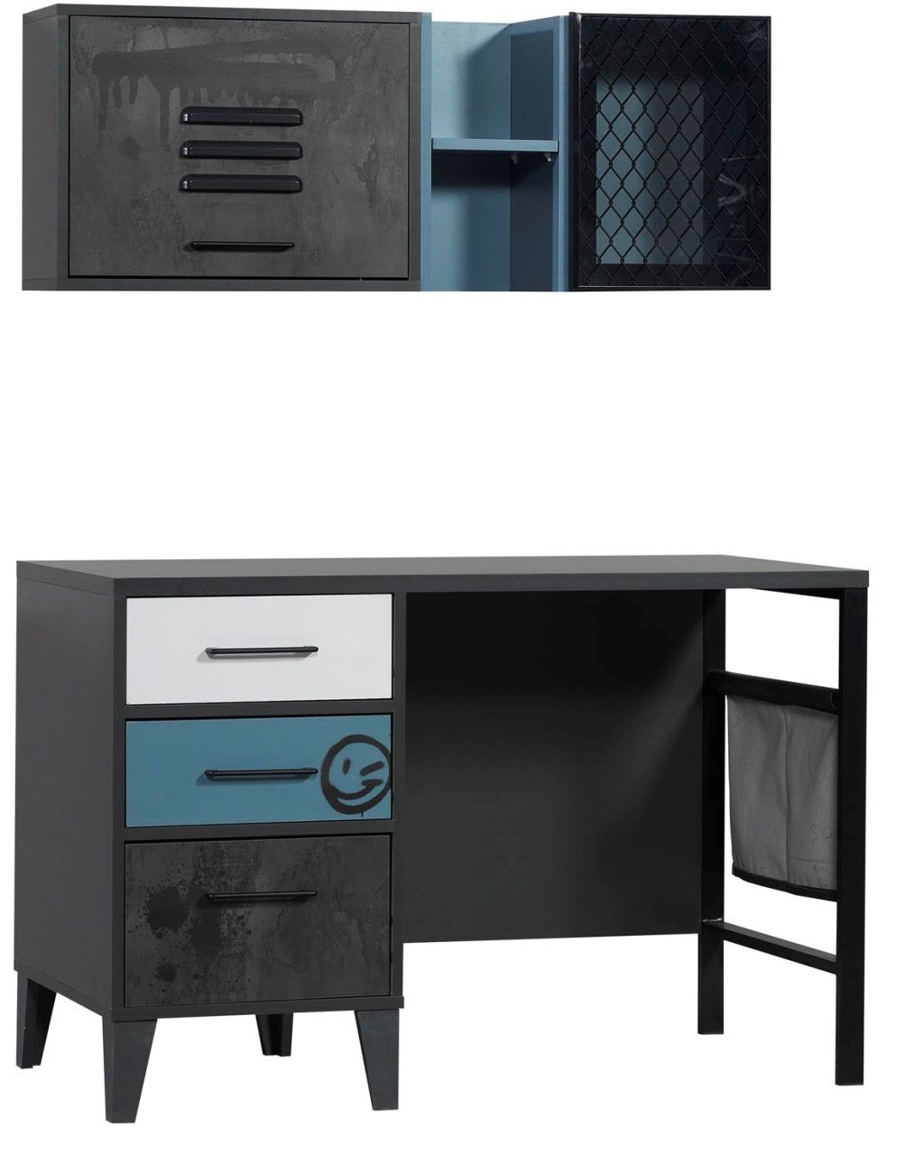 Maxi Genç Odası Çalışma Masası ve Ünite (Siyah)