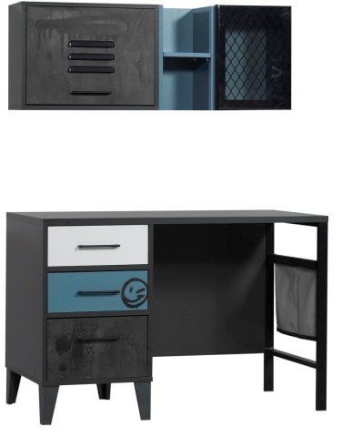 Maxi Genç Odası Çalışma Masası ve Ünite (Siyah)