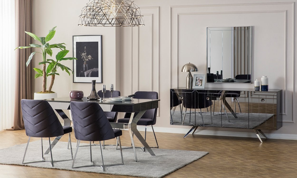 Lexus Yemek Odası Takımı (Antrasit-Gri)