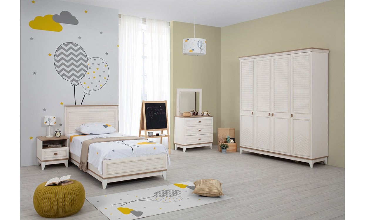 Sedir Genç Odası Takımı (4Kapılı Dolap*Karyola*Komodin)