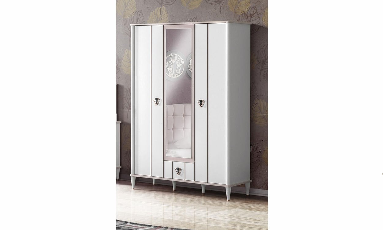 Florya Genç Odası 3 Kapılı Dolap(Pembe)