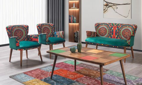 Hermes 2+1+1+Sehpalı Çay Seti Koltuk Takımı (Balkon, Salon, Ofis, Cafe)