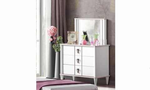 Florya Genç Odası Aynalı Şifonyer(Pembe)