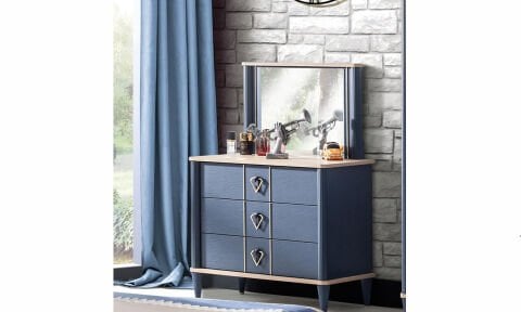 Florya Genç Odası Aynalı Şifonyer(Mavi)