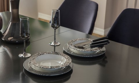 Lexus Yemek Masası ve 6 Sandalye (Gri-Antrasit)