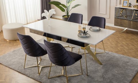 Lexus Yemek Masası ve 6 Sandalye (Beyaz)