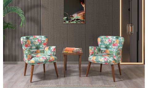 Bahar Çay Seti 2 Tekli Koltuk+Sehpa (Salon, Balkon, Cafe Ofis)