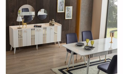 Lotus Aytaşı Yemek Masası ve 6 Sandalye