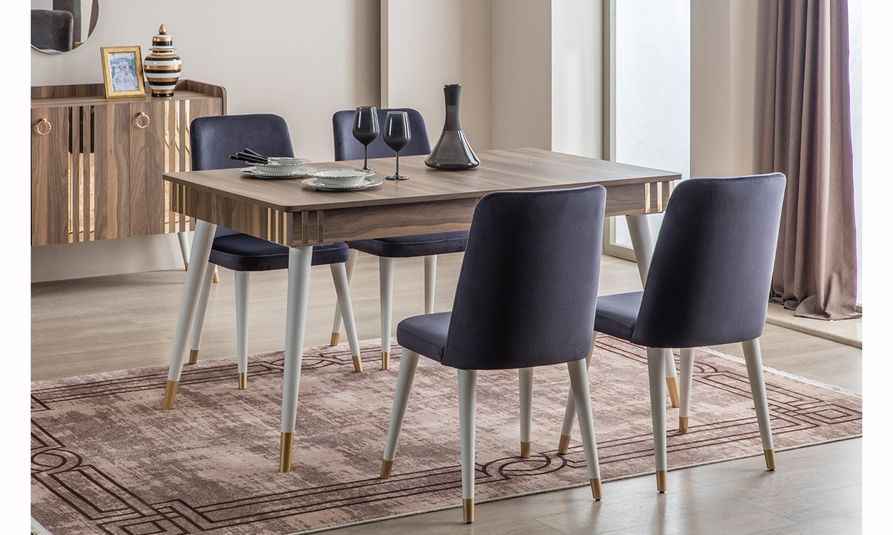 Lotus Ceviz Yemek Masası ve 6 Sandalye