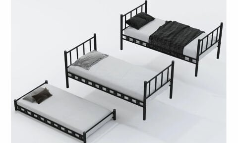 Bono 90*200 cm Tek Kişilik Siyah Ferforje Metal Yavrulu Ranza