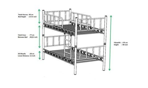 Bono 90*200 cm Tek Kişilik Siyah Ferforje Metal Yavrulu Ranza
