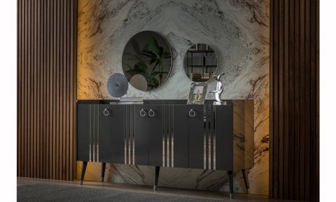 Lotus Antrasit Yemek Odası Takımı