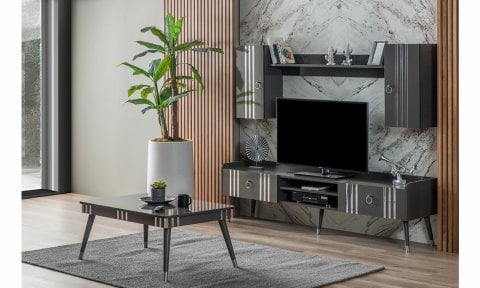 Lotus Antrasit Yemek Odası Takımı